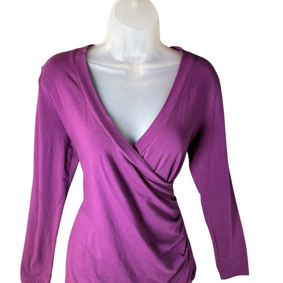Cabi L Purple Wrap V Neck Long Sleeve Bodycon Spicy Sexy Top Blouse - Picture 3 of 7